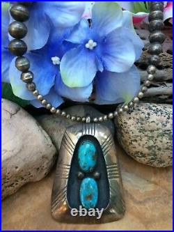 Rare Native American Indian Navajo Sterling Bisbee Turquoise Necklace Pendant