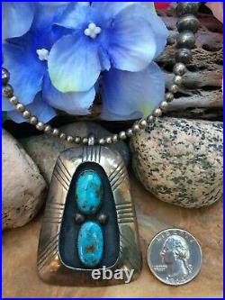 Rare Native American Indian Navajo Sterling Bisbee Turquoise Necklace Pendant