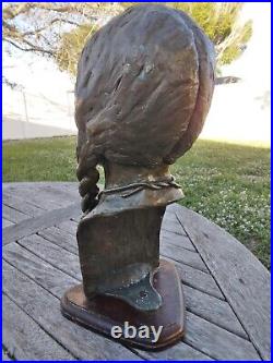 Rare Native American Indian Squaw Bust Large Bronze Sculpture WomanSigned GRESS