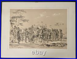 Rare Native American Lithograph #24 Archery of the Mandans Catlin NA Indian 1845