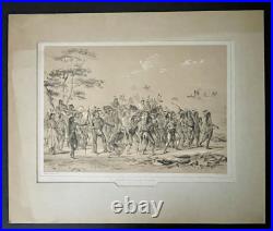 Rare Native American Lithograph #24 Archery of the Mandans Catlin NA Indian 1845