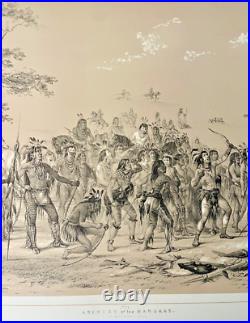 Rare Native American Lithograph #24 Archery of the Mandans Catlin NA Indian 1845