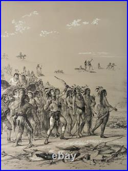 Rare Native American Lithograph #24 Archery of the Mandans Catlin NA Indian 1845
