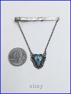 Rare Native American Masonic Tie Clip Sterling Silver Turquoise Freemason G