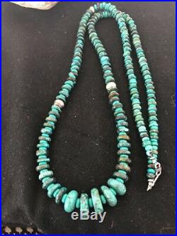 Rare Native American Navajo Blue Turquoise Sterling Silver Necklace 37 201