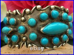 Rare Native American Navajo Sleeping Beauty Turquoise Sterling Cuff Bracelet