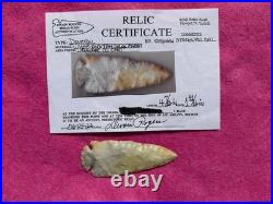 Rare Native American Ohio Dovetail Arrowhead COA