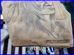 Rare! Native American Oklahoma Creek Indian Soapstone carving-Phillip. 11x7