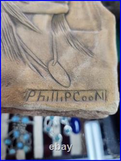 Rare! Native American Oklahoma Creek Indian Soapstone carving-Phillip. 11x7