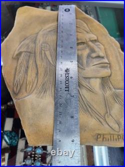 Rare! Native American Oklahoma Creek Indian Soapstone carving-Phillip. 11x7