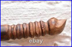 Rare Native American Penobscot Carved Burl Wood Root Spiked War Club Weapon 24