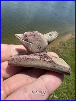 Rare Native American Pipe Stone Effigy Bird Pipe Arrowhead