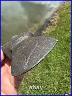 Rare Native American Pipe Tomohawk Carved Axe Head