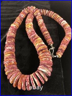 Rare Native American Purple Spiny Oyster Turquoise Sterling Silver Necklace 32