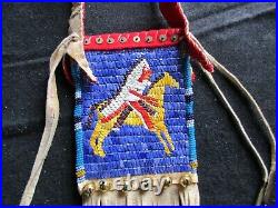 Rare! Native American Quilled Leather Medicine Bag, Tobacco Pouch Sd-042307311