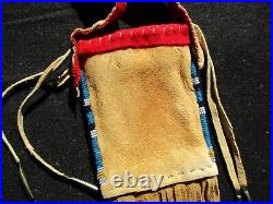 Rare! Native American Quilled Leather Medicine Bag, Tobacco Pouch Sd-042307311