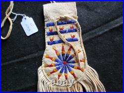 Rare! Native American Quilled Leather Medicine Bag, Tobacco Pouch Sd-042307313
