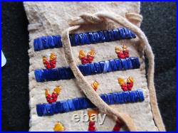 Rare! Native American Quilled Leather Medicine Bag, Tobacco Pouch Sd-042307313