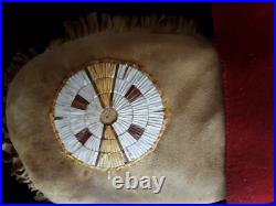 Rare! Native American Quilled Leather Saddle Pad, Museum Piece, Du-012508715