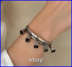 Rare Native American Sign Sterling Silver Bells Charm Bracelet #11