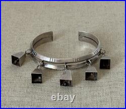 Rare Native American Sign Sterling Silver Bells Charm Bracelet #11