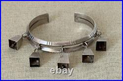 Rare Native American Sign Sterling Silver Bells Charm Bracelet #11