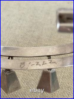 Rare Native American Sign Sterling Silver Bells Charm Bracelet #11