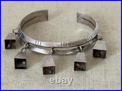Rare Native American Sign Sterling Silver Bells Charm Bracelet #11
