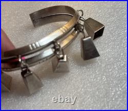 Rare Native American Sign Sterling Silver Bells Charm Bracelet #11