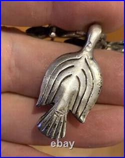 Rare Native American Silver Fetish Animal And Bird Necklace Heavy 116 G