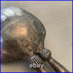 Rare Native American Silver Salad Serving Set Mid Century Turquoise Coral