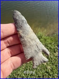 Rare Native American Snapped Kirk Corner Notch Point Arrowhead
