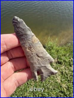 Rare Native American Snapped Kirk Corner Notch Point Arrowhead