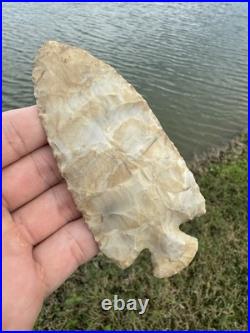 Rare Native American Stemmed Large Creek Arrowhead Point
