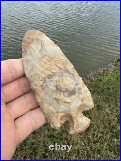 Rare Native American Stemmed Large Creek Arrowhead Point