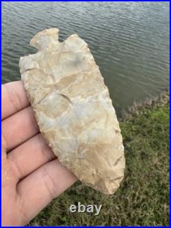 Rare Native American Stemmed Large Creek Arrowhead Point