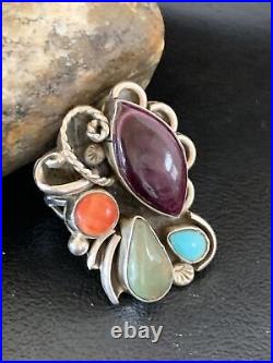 Rare Native American Sterling Silver Blue Turquoise Spiny Oyster Ring Sz11 02127