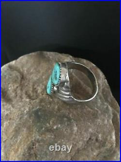 Rare Native American Sterling Silver Kingman Turquoise Mens Ring Sz 11.5 A1299