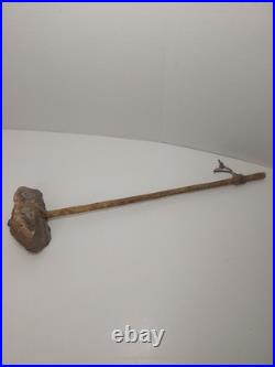 Rare Native American Stone Geode Head War Club Rawhide Leather Wrapped 22 Long