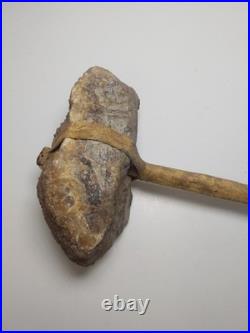 Rare Native American Stone Geode Head War Club Rawhide Leather Wrapped 22 Long