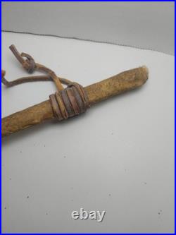 Rare Native American Stone Geode Head War Club Rawhide Leather Wrapped 22 Long