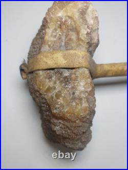 Rare Native American Stone Geode Head War Club Rawhide Leather Wrapped 22 Long