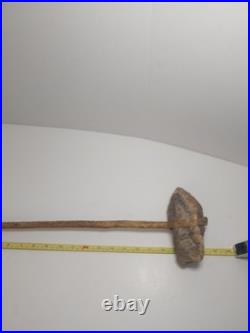 Rare Native American Stone Geode Head War Club Rawhide Leather Wrapped 22 Long