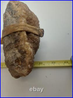 Rare Native American Stone Geode Head War Club Rawhide Leather Wrapped 22 Long
