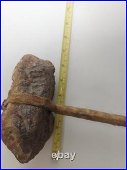Rare Native American Stone Geode Head War Club Rawhide Leather Wrapped 22 Long