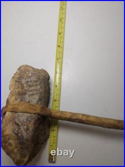 Rare Native American Stone Geode Head War Club Rawhide Leather Wrapped 22 Long