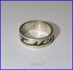 Rare Native American Troy Hoyungwa Hopi Sterling Overlay Ring Size 7.25 Signd 4g