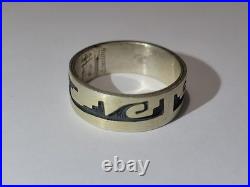 Rare Native American Troy Hoyungwa Hopi Sterling Overlay Ring Size 7.25 Signd 4g