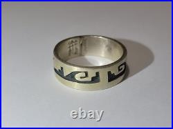 Rare Native American Troy Hoyungwa Hopi Sterling Overlay Ring Size 7.25 Signd 4g