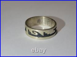 Rare Native American Troy Hoyungwa Hopi Sterling Overlay Ring Size 7.25 Signd 4g